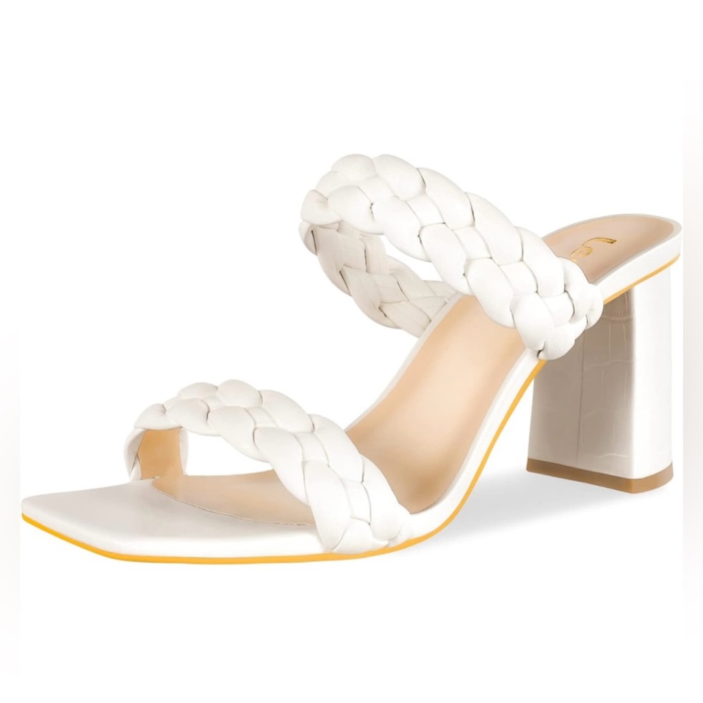 Leevar White Womens Braided Sandals Size 8